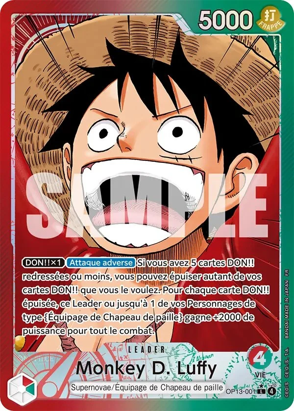 Carte One Piece française Monkey D. Luffy OP13-001 L