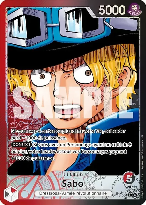 Carte One Piece française OP13-004 Sabo (version 2)