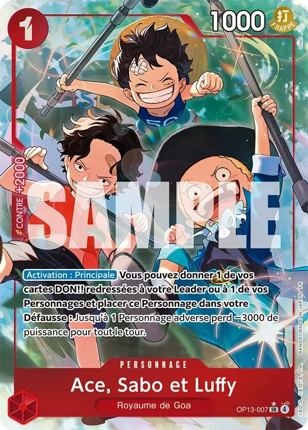 Carte One Piece française Ace, Sabo et Luffy OP13-007 SR