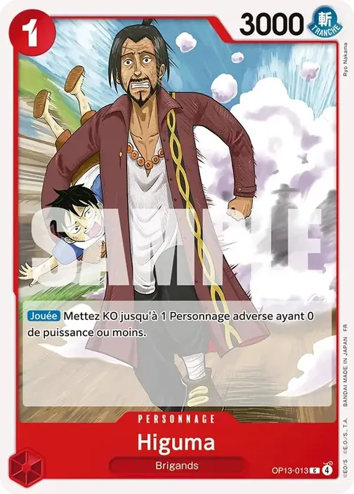Carte One Piece française OP13-013 Higuma