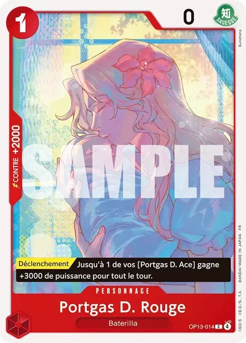 Carte One Piece française OP13-014 Portgas D. Rouge