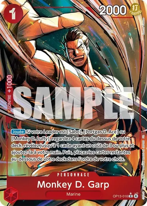 Carte One Piece française OP13-016 Monkey D. Garp (version 2)