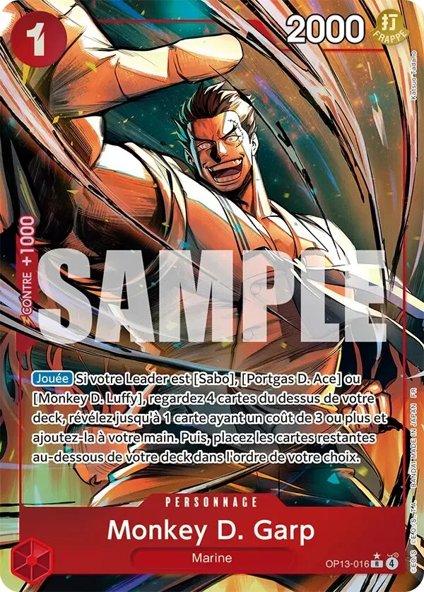 Carte One Piece française Monkey D. Garp OP13-016 R