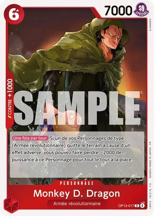 Carte One Piece française OP13-017 Monkey D. Dragon