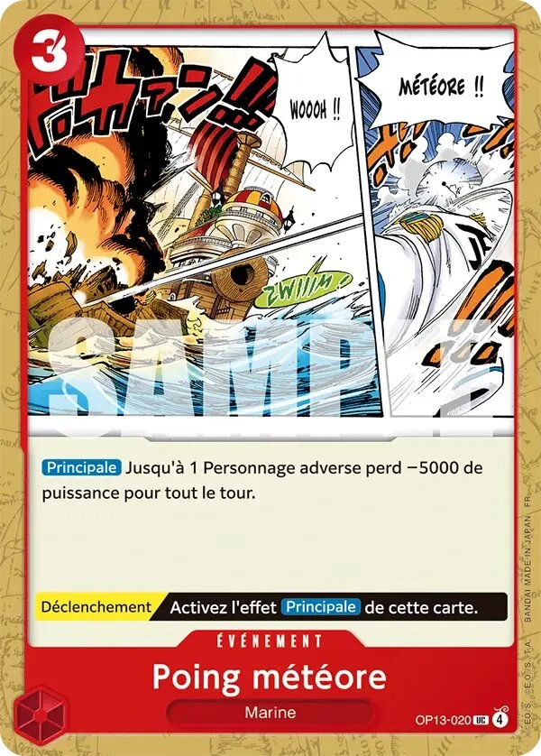 Carte One Piece française Poing météore OP13-020 UC