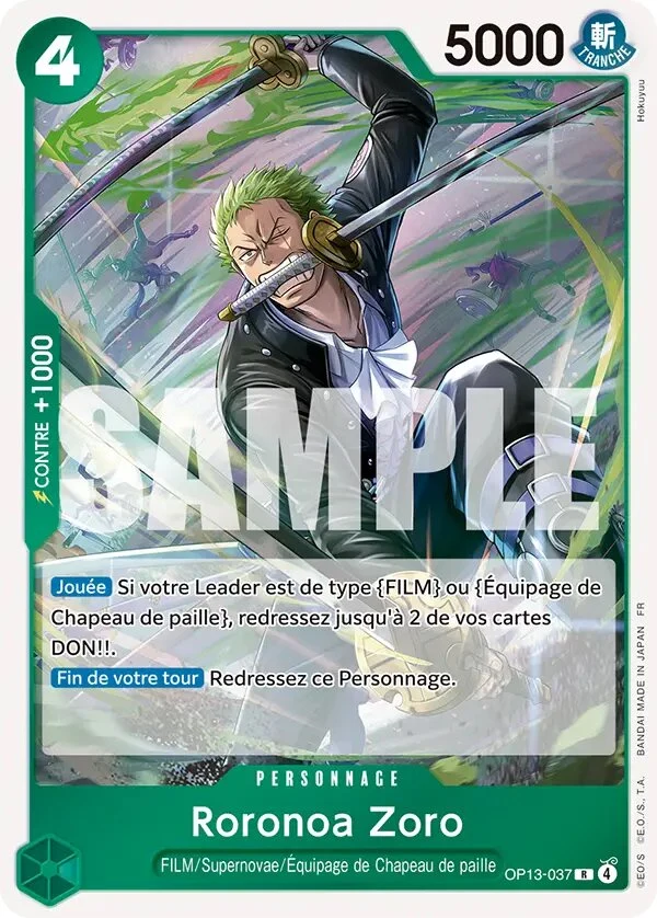 Carte One Piece française Roronoa Zoro OP13-037 R