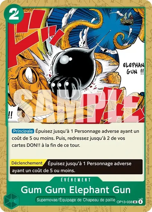 Carte One Piece française OP13-038 Gum Gum Elephant Gun