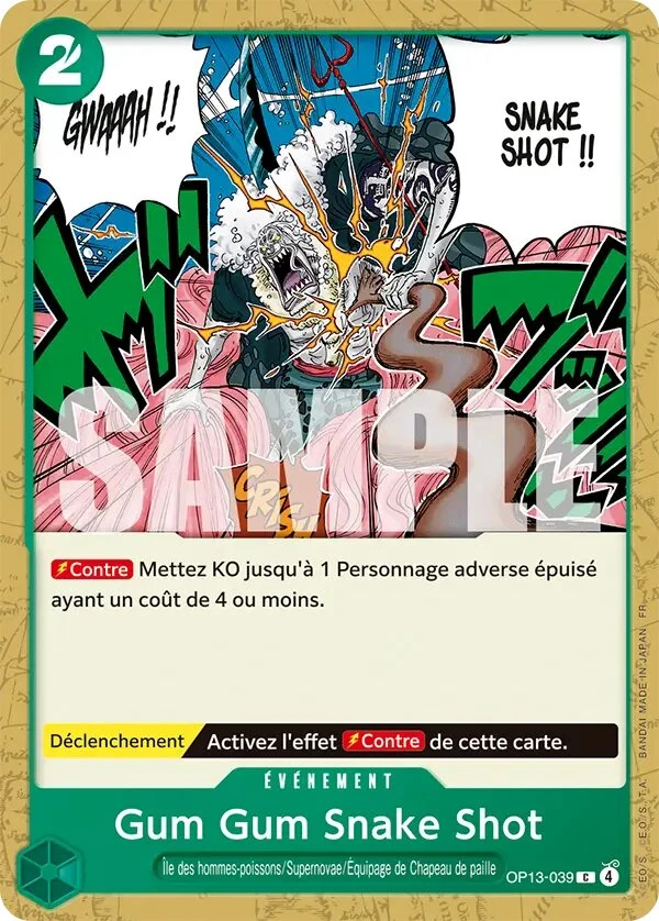 Carte One Piece française Gum Gum Snake Shot OP13-039 C