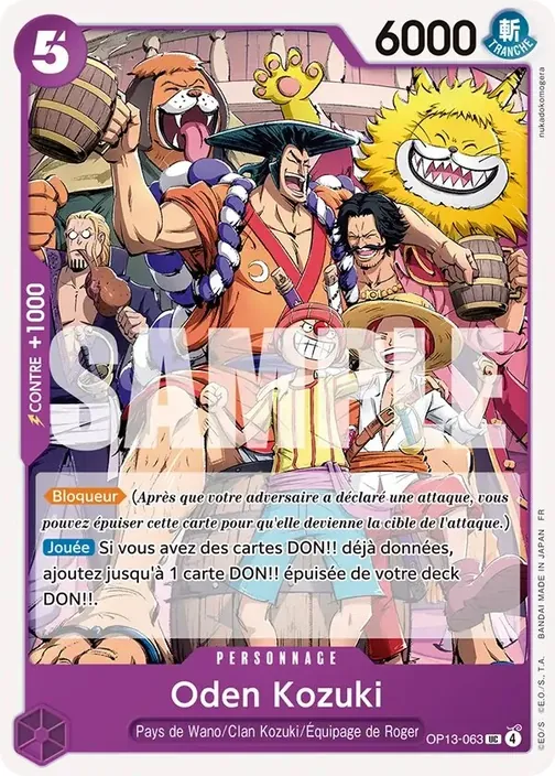 Carte One Piece française OP13-063 Oden Kozuki