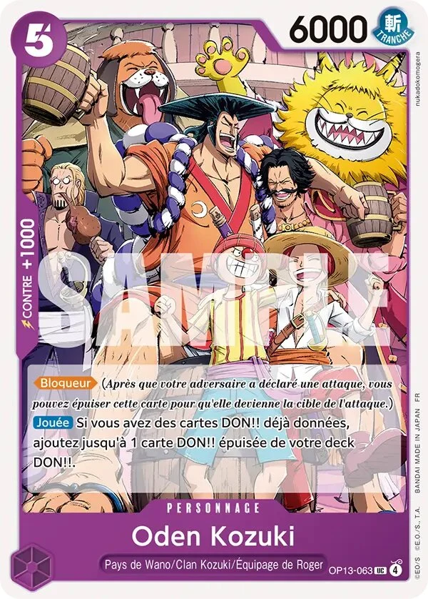 Carte One Piece française Oden Kozuki OP13-063 UC
