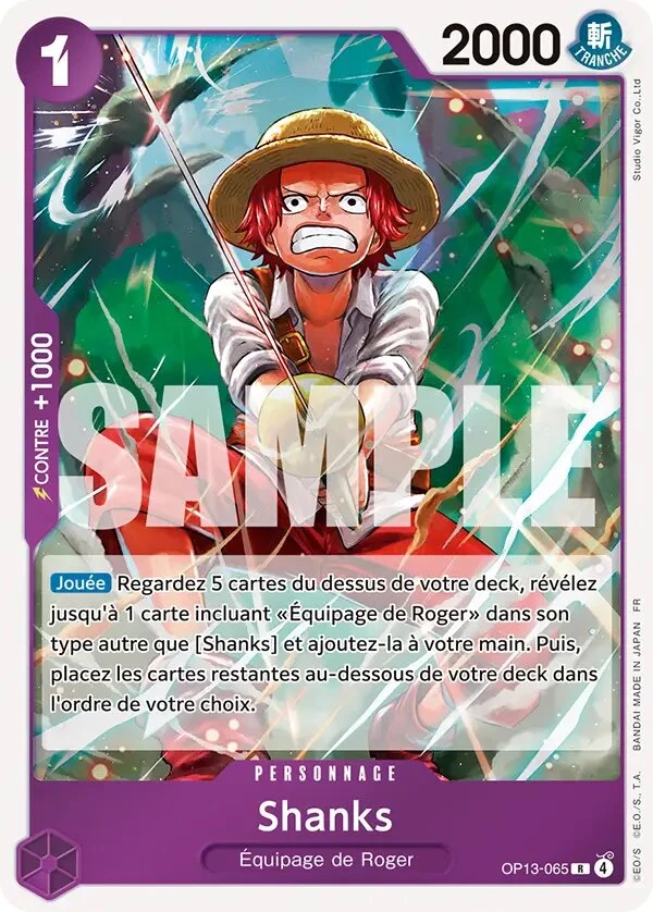 Carte One Piece française Shanks OP13-065 R