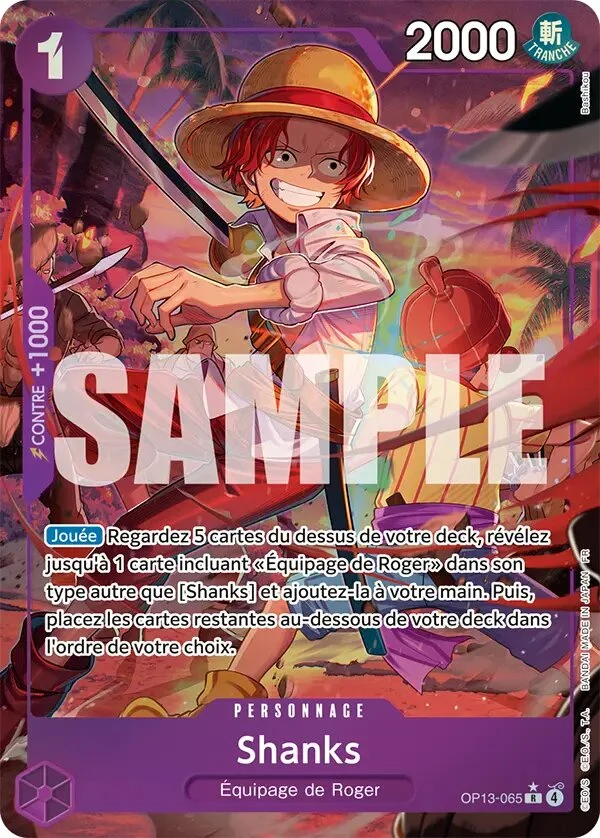 Carte One Piece française Shanks OP13-065 R