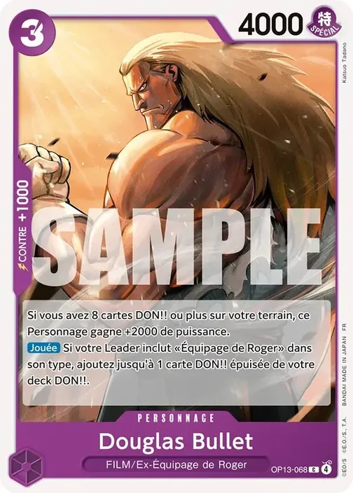 Carte One Piece française OP13-068 Douglas Bullet