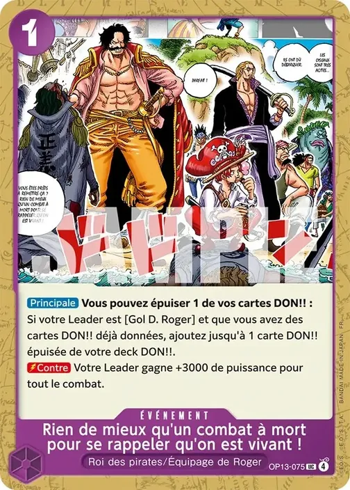 Carte One Piece française OP13-075 Rien de mieux qu'un combat à mort pour se rappeler qu'on est vivant !
