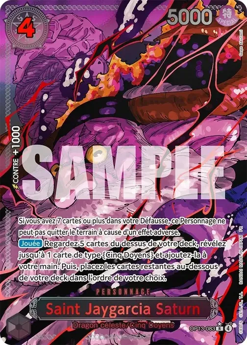 Carte One Piece française OP13-083 Saint Jaygarcia Saturn (version 3)