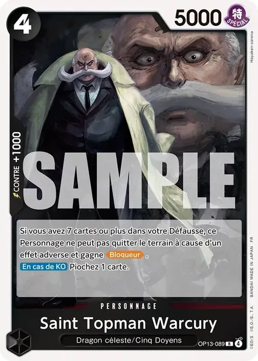 Carte One Piece française OP13-089 Saint Topman Warcury