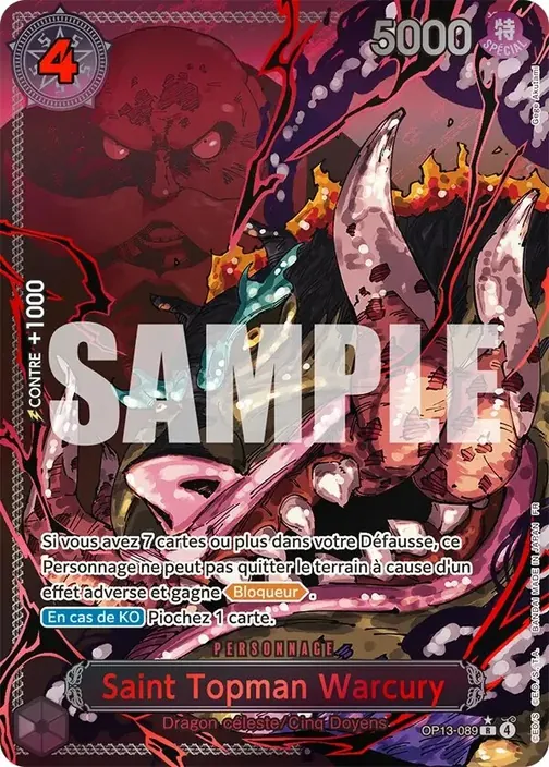 Carte One Piece française OP13-089 Saint Topman Warcury (version 3)