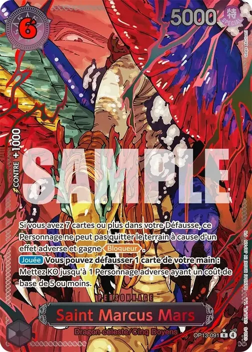 Carte One Piece française OP13-091 Saint Marcus Mars (version 3)