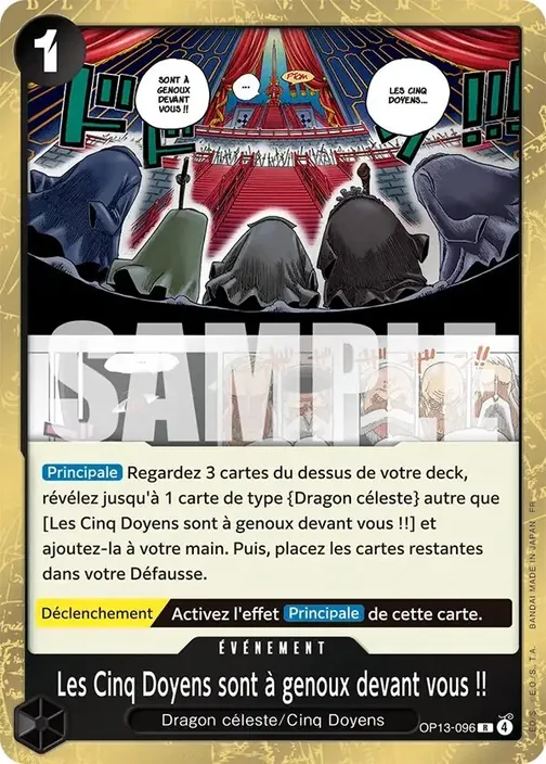 Carte One Piece française OP13-096 Les Cinq Doyens sont à genoux devant vous !!