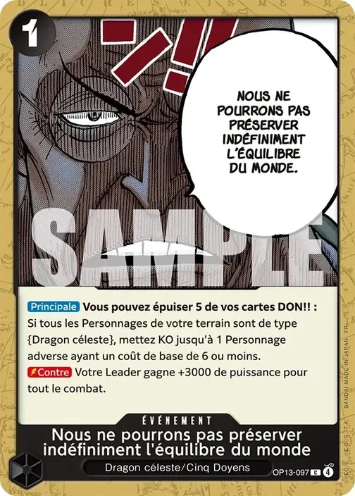 Carte One Piece française OP13-097 Nous ne pourrons pas préserver indéfiniment l'équilibre du monde