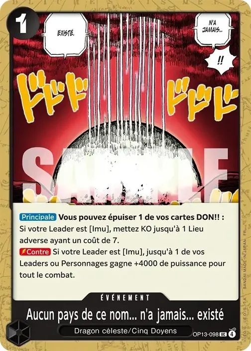 Carte One Piece française OP13-098 Aucun pays de ce nom... n'a jamais... existé