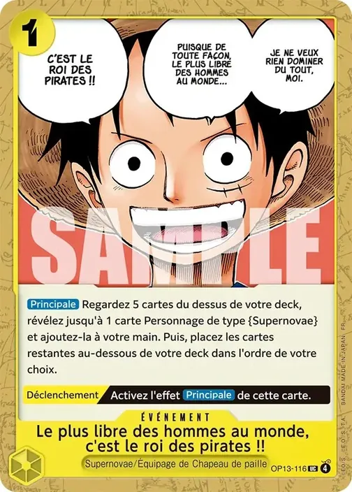 Carte One Piece française OP13-116 Le plus libre des hommes au monde, c'est le roi des pirates !!