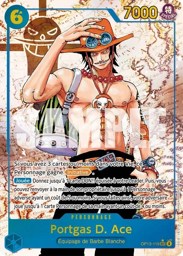 Carte One Piece française Portgas D. Ace OP13-119 SEC