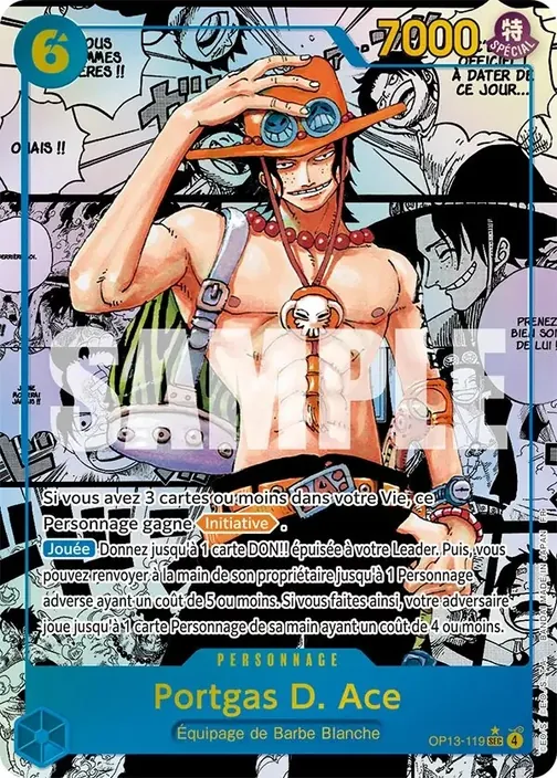 Carte One Piece française OP13-119 Portgas D. Ace (version 3)