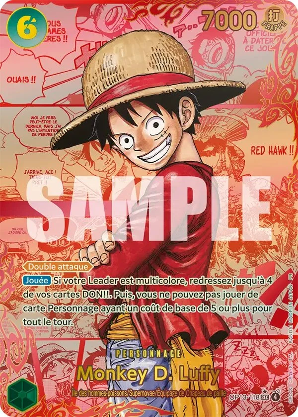 Carte One Piece française Monkey D. Luffy OP13-118 SEC