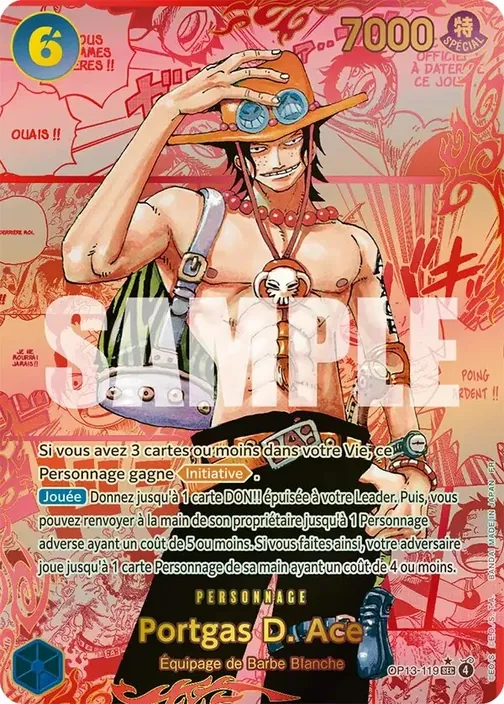 Carte One Piece française OP13-119 Portgas D. Ace (version 4)