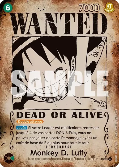 Carte One Piece française OP13-118 Monkey D. Luffy (version 5)