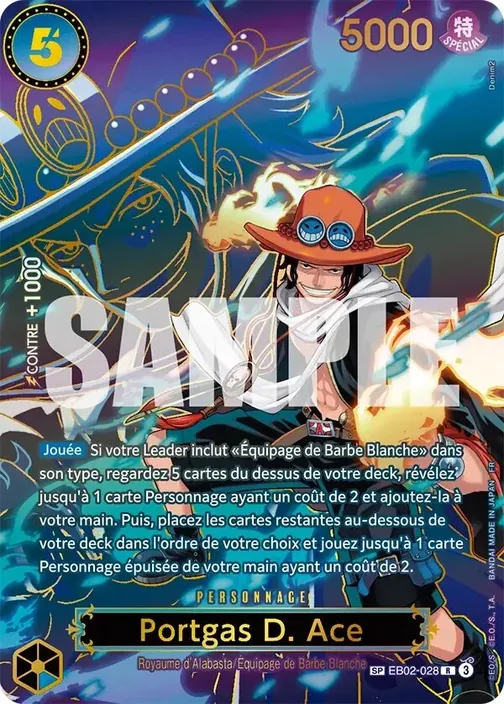 Carte One Piece française EB02-028 Portgas D. Ace (version 2)