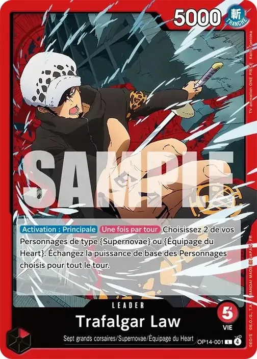 Carte One Piece française OP14-001 Trafalgar Law