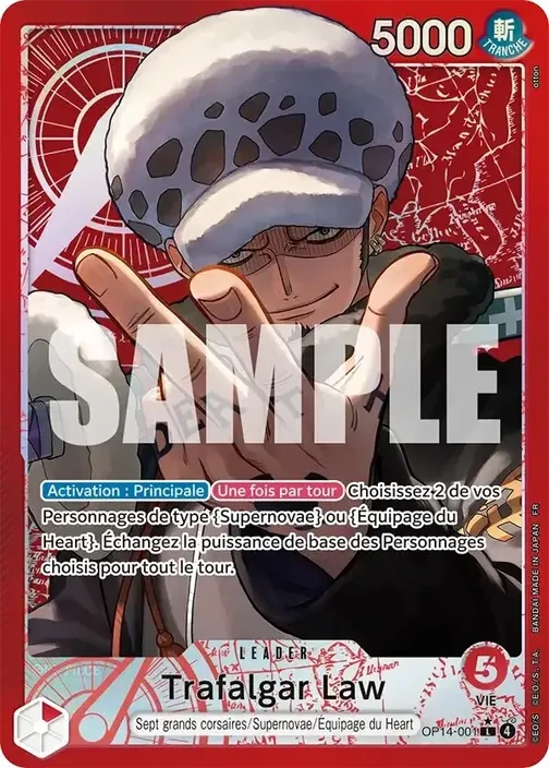Carte One Piece française OP14-001 Trafalgar Law (version 2)