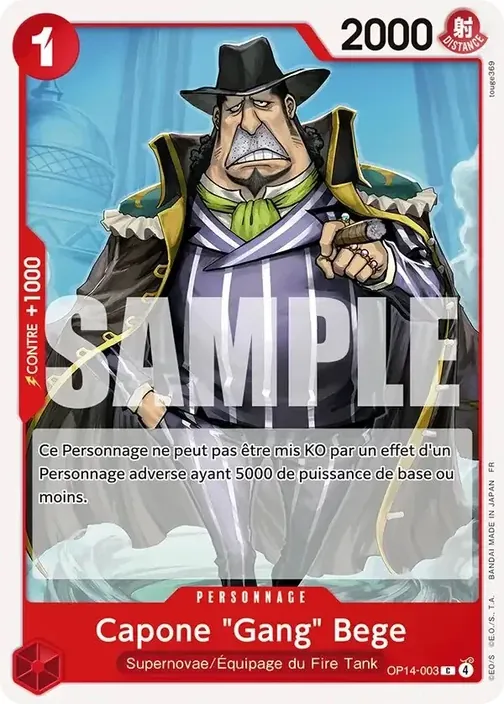 Carte One Piece française OP14-003 Capone "Gang" Bege