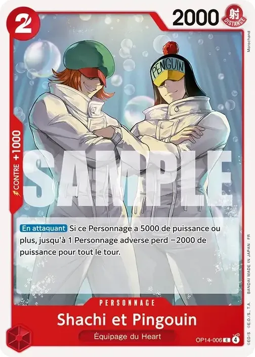 Carte One Piece française OP14-006 Shachi et Pingouin