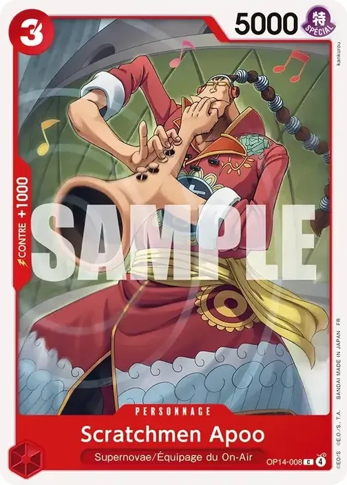 Carte One Piece française OP14-008 Scratchmen Apoo