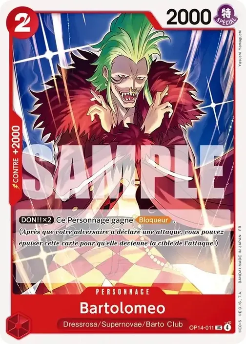 Carte One Piece française OP14-011 Bartolomeo