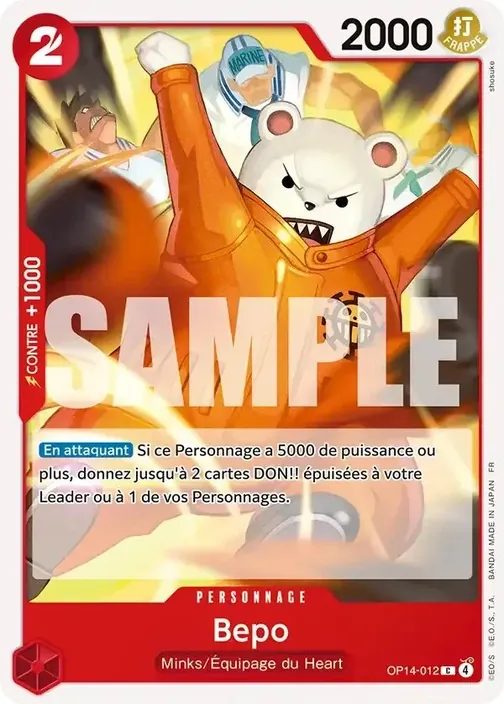 Carte One Piece française OP14-012 Bepo