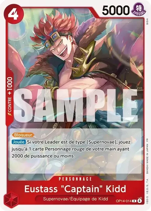 Carte One Piece française OP14-014 Eustass "Captain" Kidd