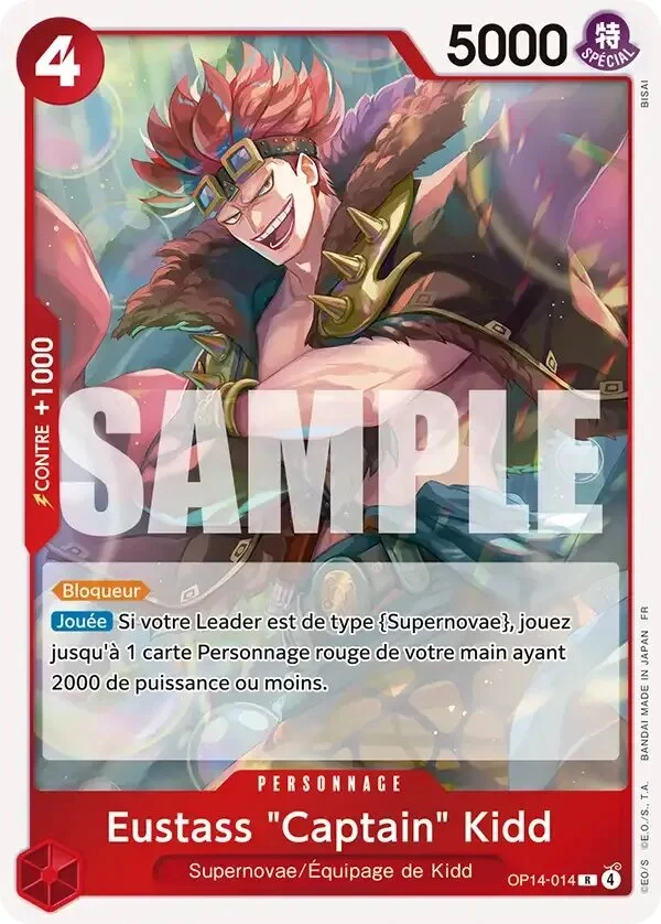 Carte One Piece française Eustass "Captain" Kidd OP14-014 R