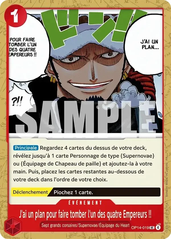 Carte One Piece française J'ai un plan pour faire tomber l'un des quatre Empereurs !! OP14-019 UC