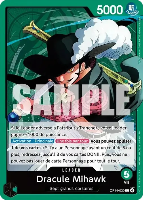 Carte One Piece française OP14-020 Dracule Mihawk