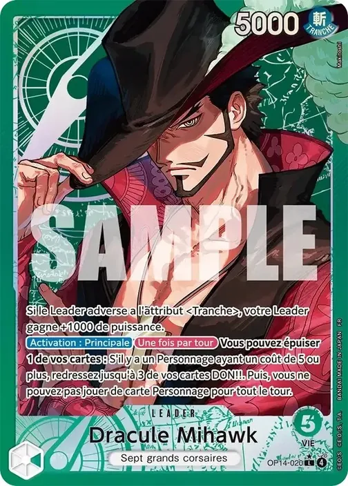 Carte One Piece française OP14-020 Dracule Mihawk (version 2)