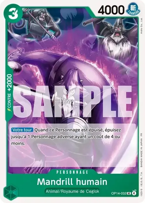 Carte One Piece française OP14-032 Mandrill humain