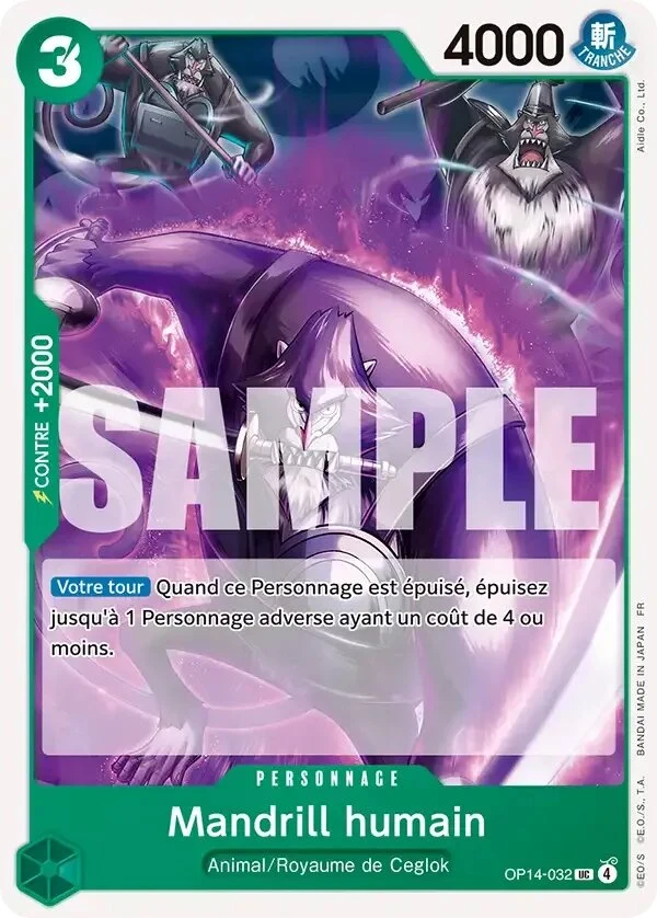 Carte One Piece française Mandrill humain OP14-032 UC