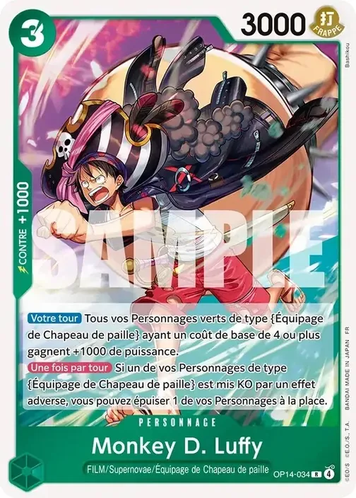Carte One Piece française OP14-034 Monkey D. Luffy