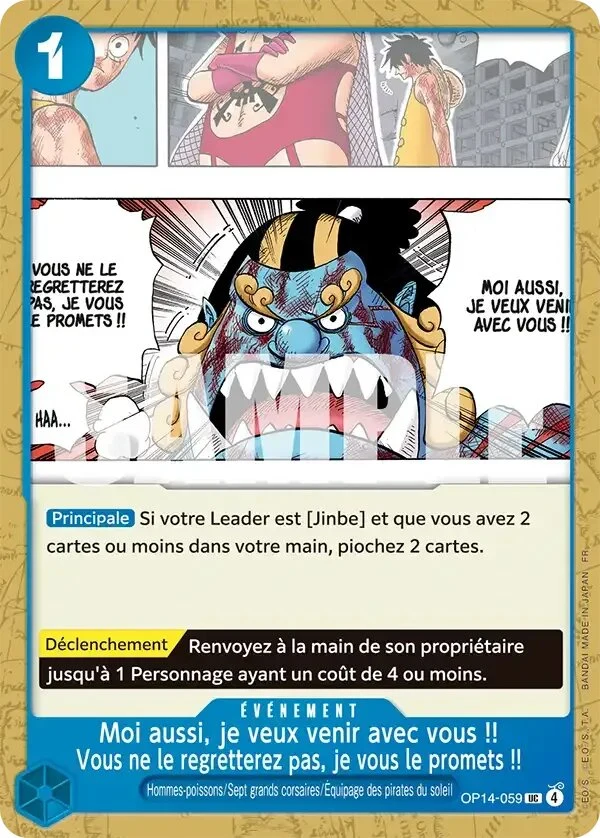 Carte One Piece française Moi aussi, je veux venir avec vous !! Vous ne le regretterez pas, je vous le promets !! OP14-059 UC