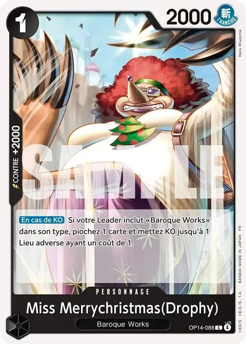 Carte One Piece française OP14-088 Miss Merrychristmas(Drophy)