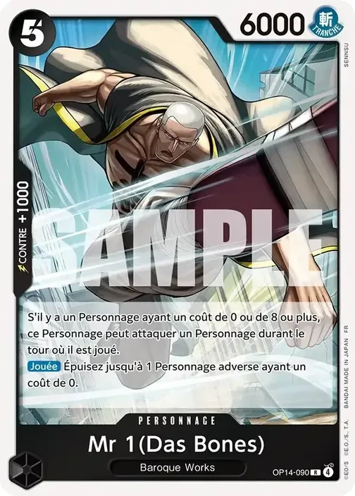 Carte One Piece française OP14-090 Mr 1(Das Bones)